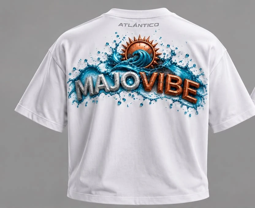 Visualización de diseño: Camiseta blanca Atlántico, espalda