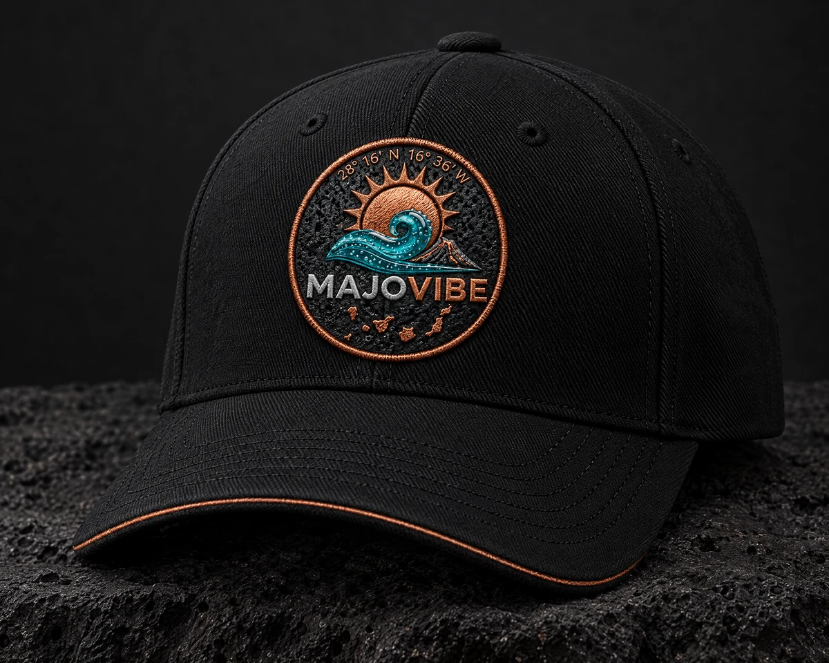 Visualización de diseño: Gorra negra Medallón, frente
