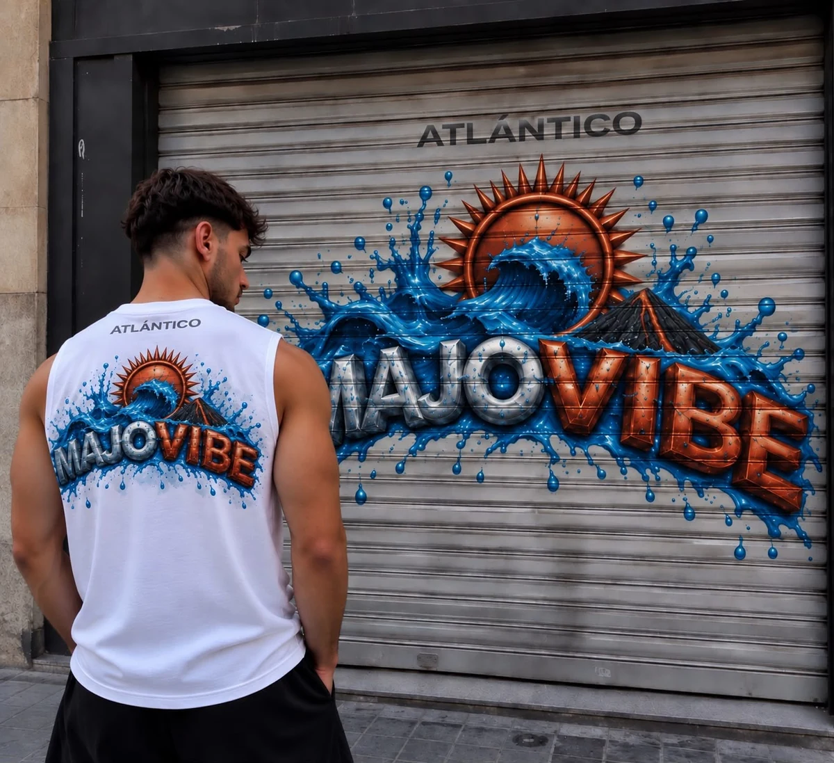 Visualización de diseño: Camiseta sin mangas Atlántico, con modelo