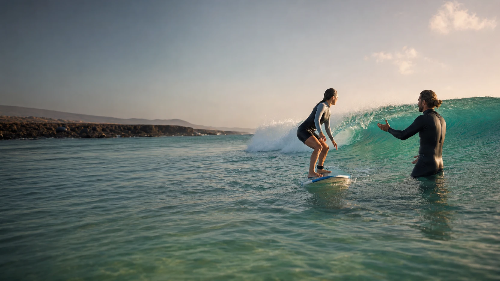 Surf en la costa de Fuerteventura